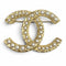 CC Logo Brooch Gold-Tone Metal