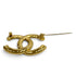 CC Logo Brooch Gold-Tone Metal
