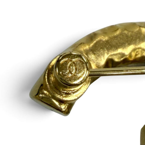 CC Logo Brooch Gold-Tone Metal