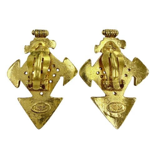 CC Logo Cross Clip-On Earrings Gold-Tone Metal Gold-Tone Metal