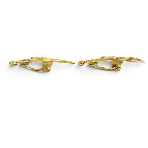 CC Logo Cross Clip-On Earrings Gold-Tone Metal Gold-Tone Metal