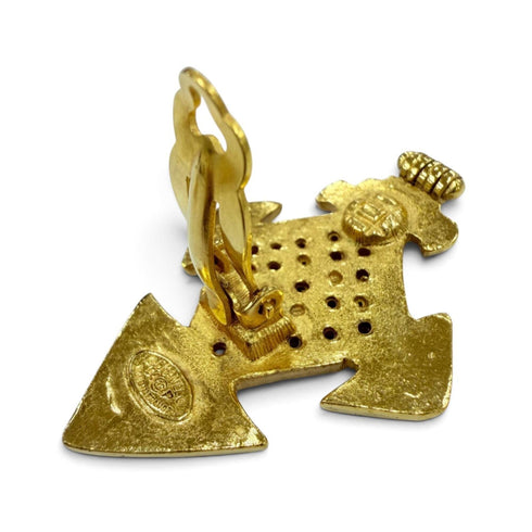 CC Logo Cross Clip-On Earrings Gold-Tone Metal Gold-Tone Metal
