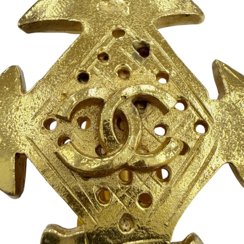 CC Logo Cross Clip-On Earrings Gold-Tone Metal Gold-Tone Metal