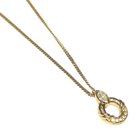 Circle Pendant Necklace With Rhinestone