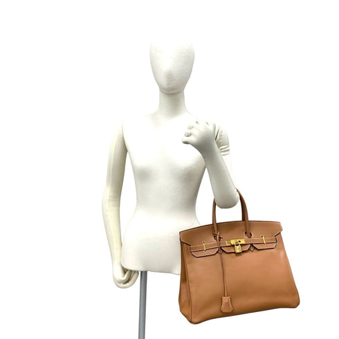 Birkin Handbag Brown Epsom with Gold Hardware 35