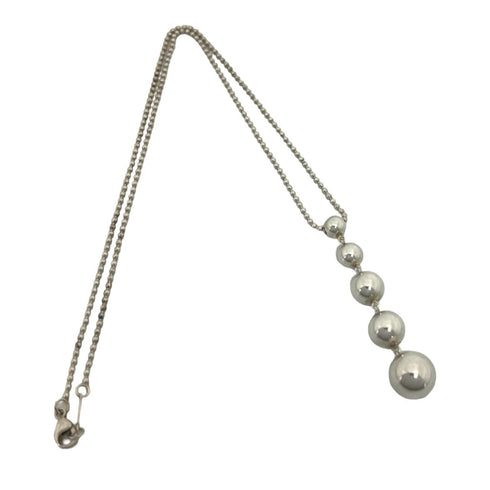 Graduated Drop Pendant Necklace Sterling Silver
