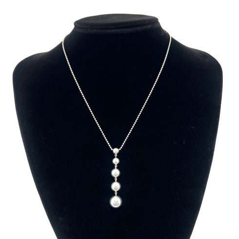 Graduated Drop Pendant Necklace Sterling Silver