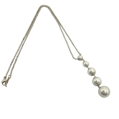 Graduated Drop Pendant Necklace Sterling Silver