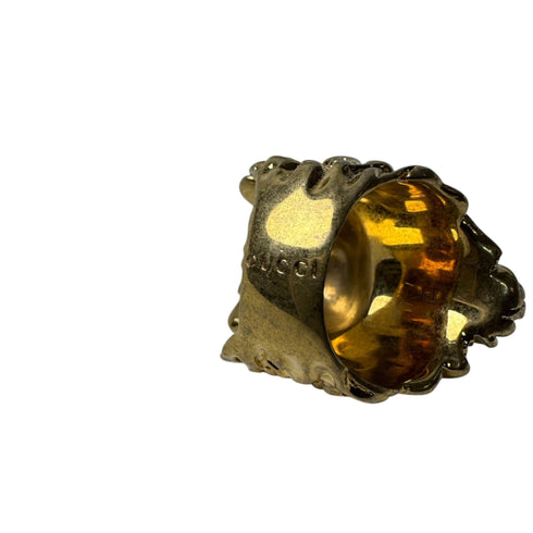 Lion Head Crystal Ring Metal Gold