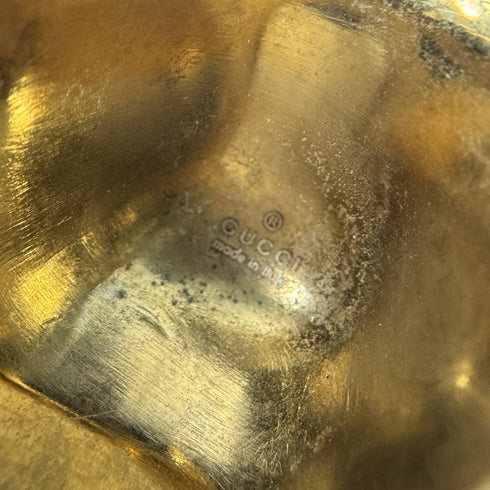 Lion Head Crystal Ring Metal Gold