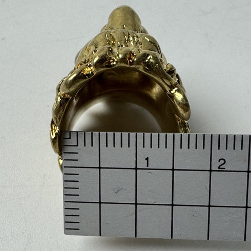 Lion Head Crystal Ring Metal Gold
