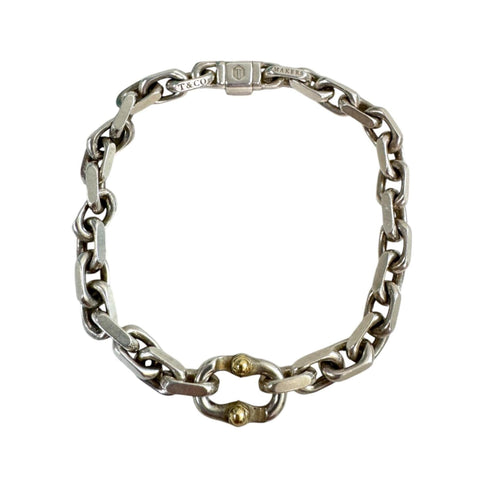 Makers Narrow Chain Bracelet Watch Sterling Silver and 18K Yellow Gold 750mm