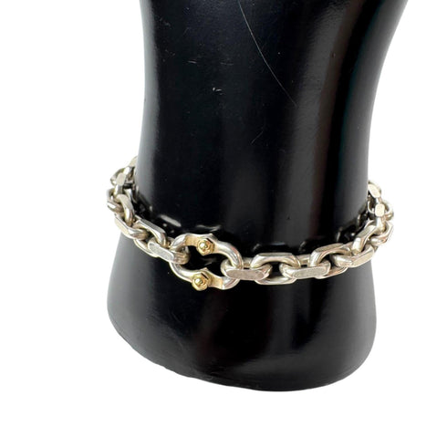 Makers Narrow Chain Bracelet Watch Sterling Silver and 18K Yellow Gold 750mm