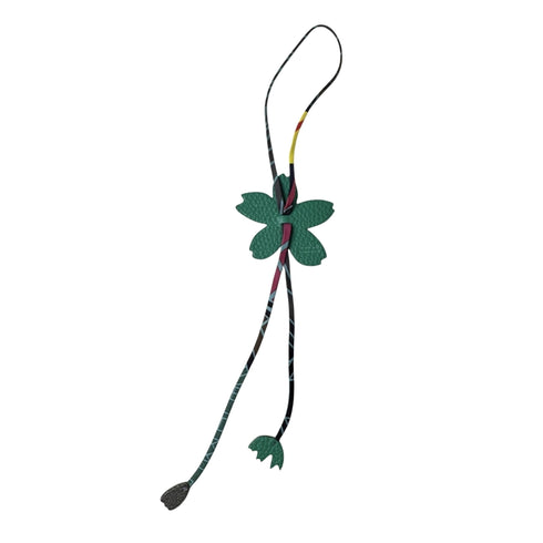 Charm Leather and Silk Dark Gray and Green Handbag Charm