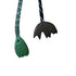 Charm Leather and Silk Dark Gray and Green Handbag Charm
