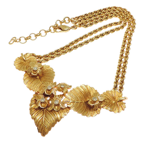 Vintage Flower Motif Vintage Pendant Necklace Gold