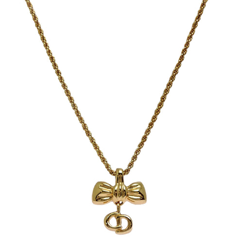 Ribbon Motif Pendant Necklace Gold