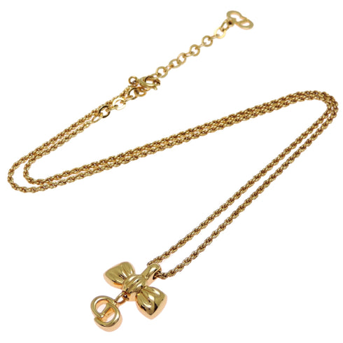 Ribbon Motif Pendant Necklace Gold