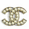 CC Logo Brooch Gold-Tone Metal
