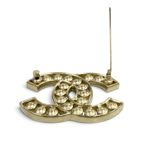 CC Logo Brooch Gold-Tone Metal