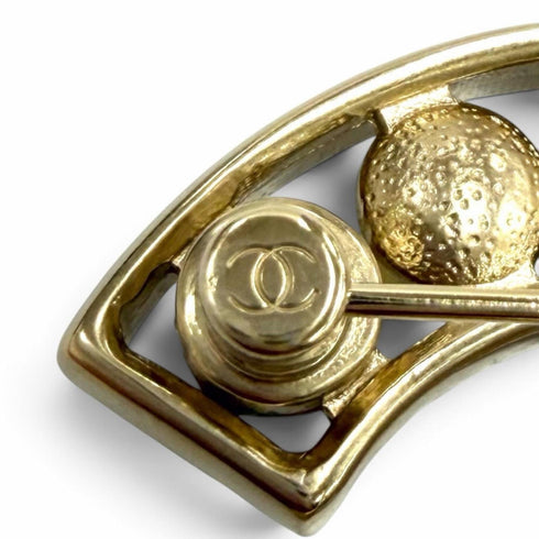 CC Logo Brooch Gold-Tone Metal