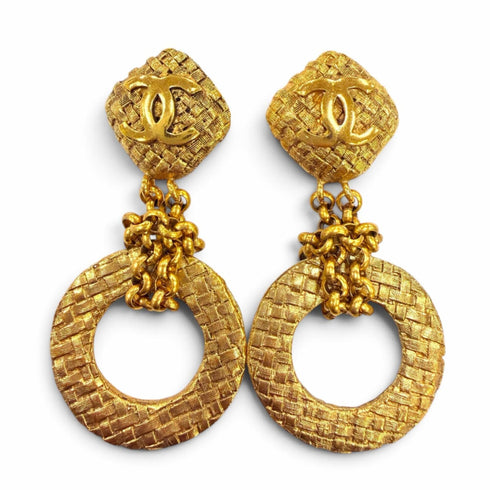 CC Logo Hoop Clip-On Earrings Gold-Tone Metal Gold-Tone Metal