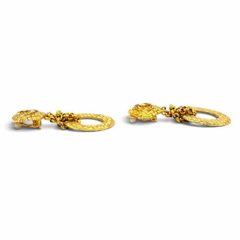 CC Logo Hoop Clip-On Earrings Gold-Tone Metal Gold-Tone Metal