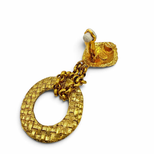 CC Logo Hoop Clip-On Earrings Gold-Tone Metal Gold-Tone Metal