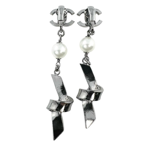 CC Logo Clip-On Earrings Silver-Tone Metal