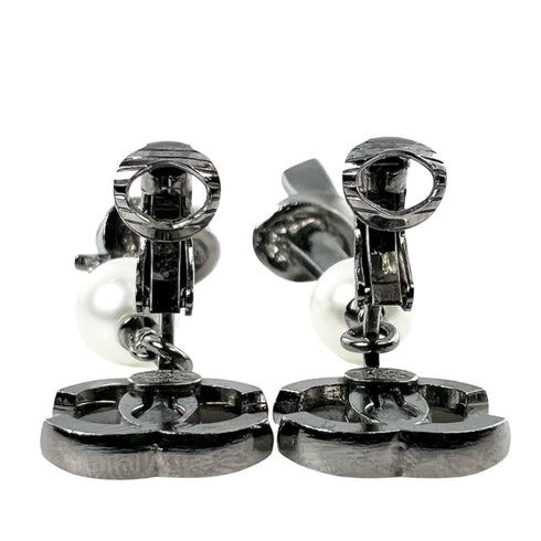 CC Logo Clip-On Earrings Silver-Tone Metal