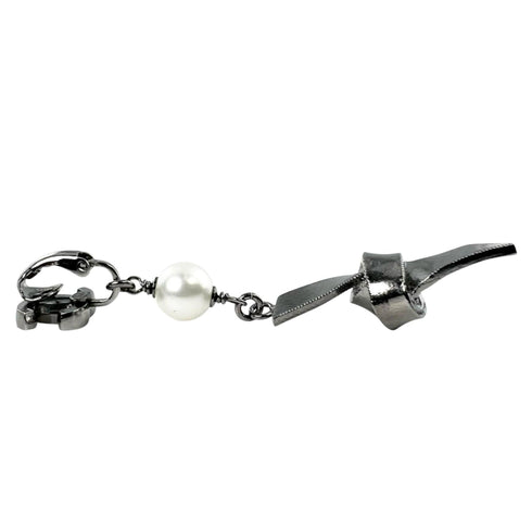 CC Logo Clip-On Earrings Silver-Tone Metal