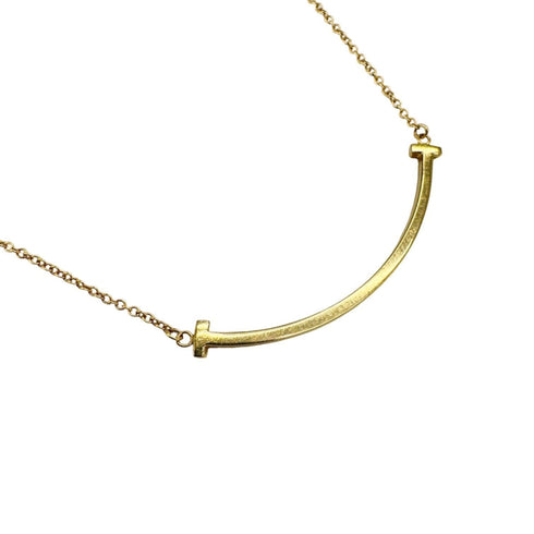 T Smile Pendant Necklace 18K Yellow Gold