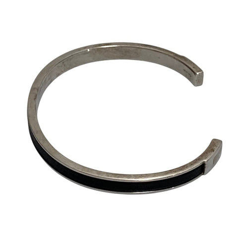 Leather and Silver Bracelet Black