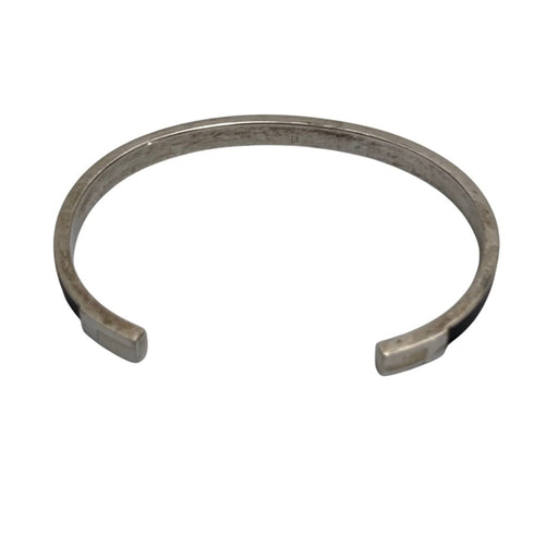 Leather and Silver Bracelet Black
