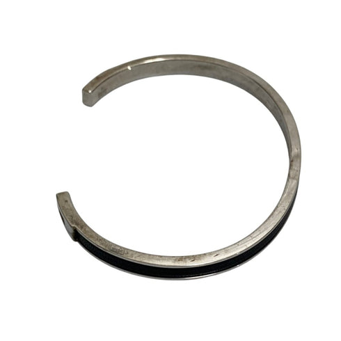 Leather and Silver Bracelet Black