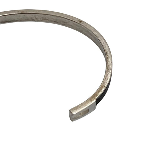 Leather and Silver Bracelet Black