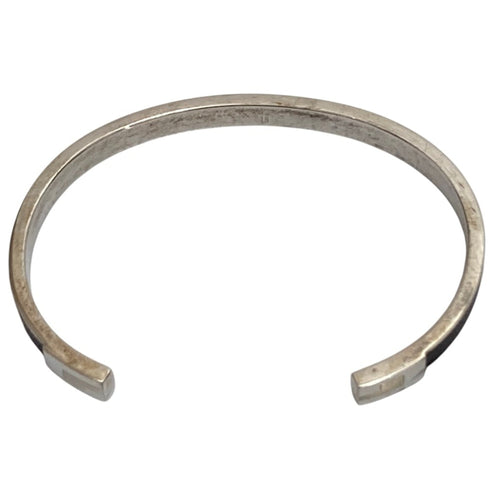 Leather and Silver Bracelet Black