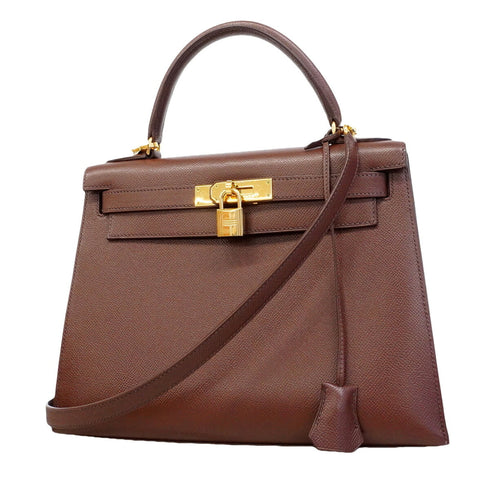 Kelly Handbag Brown Epsom with Gold Hardware 28