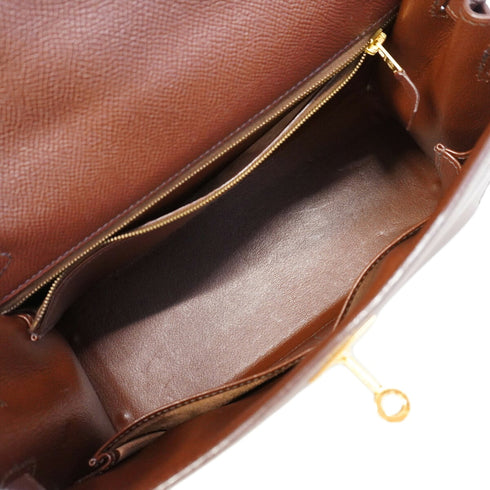 Kelly Handbag Brown Epsom with Gold Hardware 28