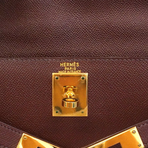 Kelly Handbag Brown Epsom with Gold Hardware 28