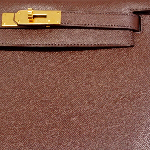 Kelly Handbag Brown Epsom with Gold Hardware 28