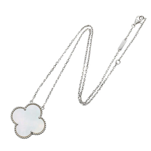 Alhambra Pendant Necklace Sterling Silver and 18K White Gold and Mother of Pearl