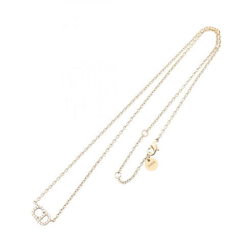 Pendant Necklace Gold Tone with Clear Rhinestone