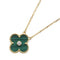 Vintage Alhambra Pendant Necklace 18K Yellow Gold and Malachite