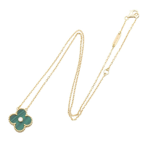 Vintage Alhambra Pendant Necklace 18K Yellow Gold and Malachite