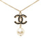 CC Logo Pendant Necklace Gold-Tone Metal