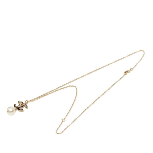 CC Logo Pendant Necklace Gold-Tone Metal