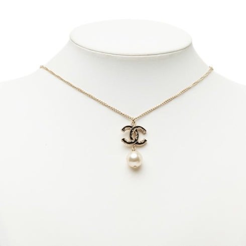 CC Logo Pendant Necklace Gold-Tone Metal