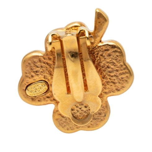 CC Logo Clover Clip-On Earrings Metal Gold-Tone Metal