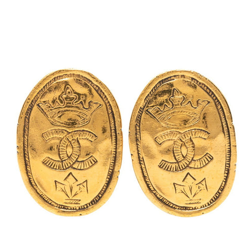 CC Logo Clip-On Earrings Metal Gold-Tone Metal
